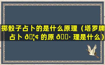 掷骰子占卜的是什么原理（塔罗牌占卜 🦢 的原 🌷 理是什么）